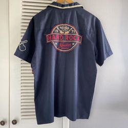 HARD ROCK GUITAR COMPANY Rome Hard Rock Cafe Embroidered Button Up Shirt NWT