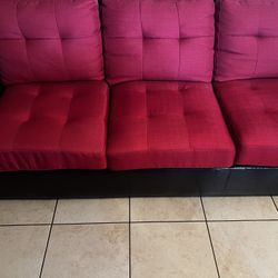 Newly Assembled Red Showroom Couch 