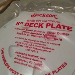 - NEW - BECKSON 8" Smooth Center Screw-Out BOAT DECK PLATE