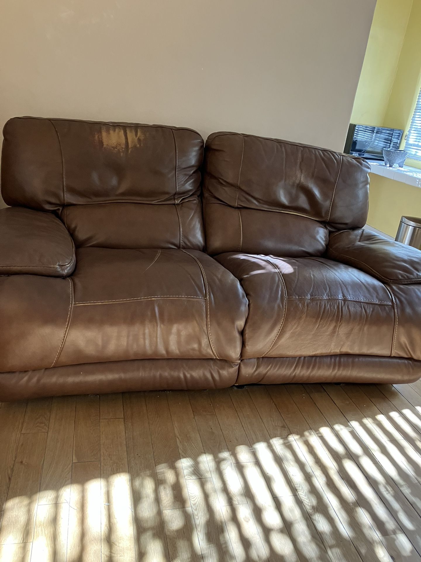Double Recliner Leather couch 