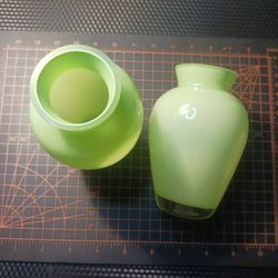 Old Beautiful Vase Vintage Glass Lot Of 2