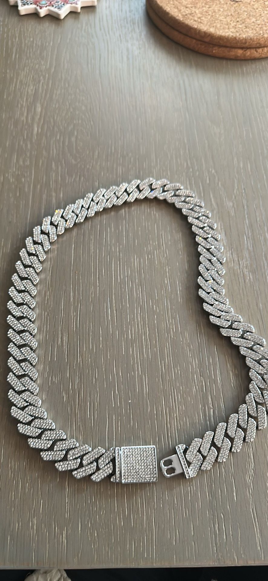 20mm 22in Stainless Steel Cuban Link with Cubic Zirconia 