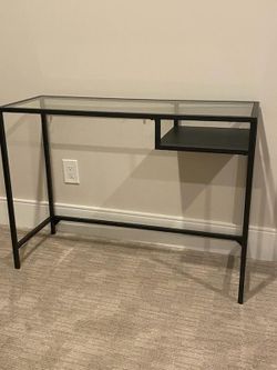 IKEA VITTSJO Console/Laptop Table Black Metal Base With Removable Glass To m mmyp 39.5"x1 4"x29"
