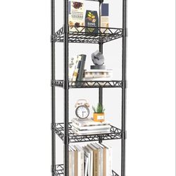 5 Tier Standing Shelving Metal Units, Adjustable Height Wire Shelf Display Rack for Laundry Bathroom Kitchen 11.8 W x 11.8 D x 50 H (5-Tier, Black)