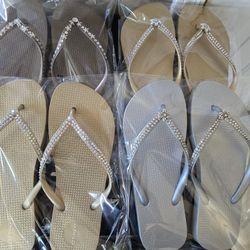 $15 Blinged Flip Flops Size 8