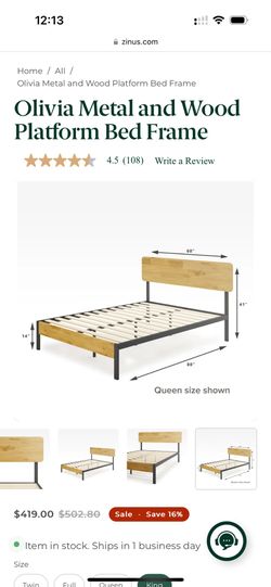 Queen Size Bed Frame and Mattress