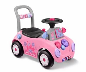 Radio Flyer Creativity Car, 3 in 1 Push Walker & Ride-on with Interactive Features, Pink
