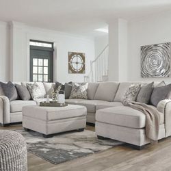 Dellara Chalk 5-Piece RAF Chaise Sectional ( sectional couch sofa loveseat recliner options