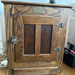 White Clad Antique Icebox End Table