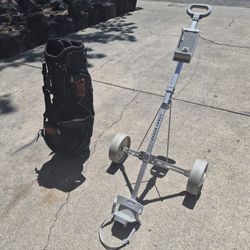 Golf Bag & Caddy Wagon Combo,, Nice!