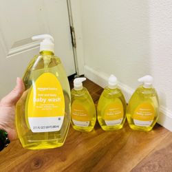 Set of 4 Amazon Basics Tear Free Baby Hair and Body Wash Lightly Scented 27.1 oz $10/all 4  NEW CONDITION 