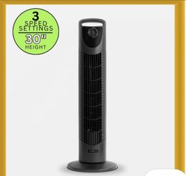 Air Monster 15830 30 Inch Tower Fan Oscillating 3 Speeds 2 Hour Shut Off Timer