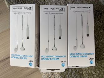 AT&T Apple Wired Earbuds 3 packs or will sell them 1 pair at a time NEW IN PACKAGING