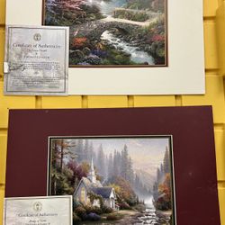 TWO Thomas Kinkade Prints With Certificates Of Authenticity 