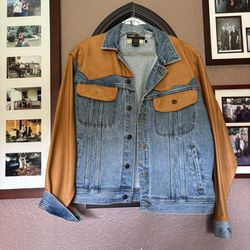 #34 Ondie custom Denim Jean Jacket With Deerskin Leather
