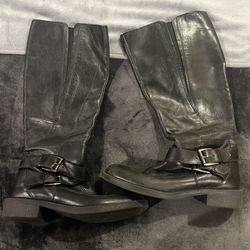 Black Leather Boots Wide Calf Size 7