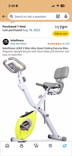 leikefitness LEIKE X Bike Ultra-Quiet Folding Exercise Bike, Magnetic Upright Bicycle with Heart Rate,LCD Monitor and easy to assemble