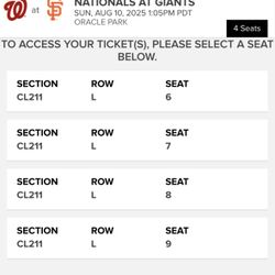 SF Giants V Nationals tix