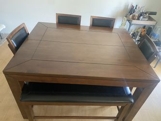 Pub Table and Chairs With Bench