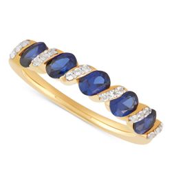 Size 7 Lab-Grown Blue Sapphire (1-1/3 ct. t.w.) & Lab-Grown White Sapphire (1/10 ct. t.w.) 