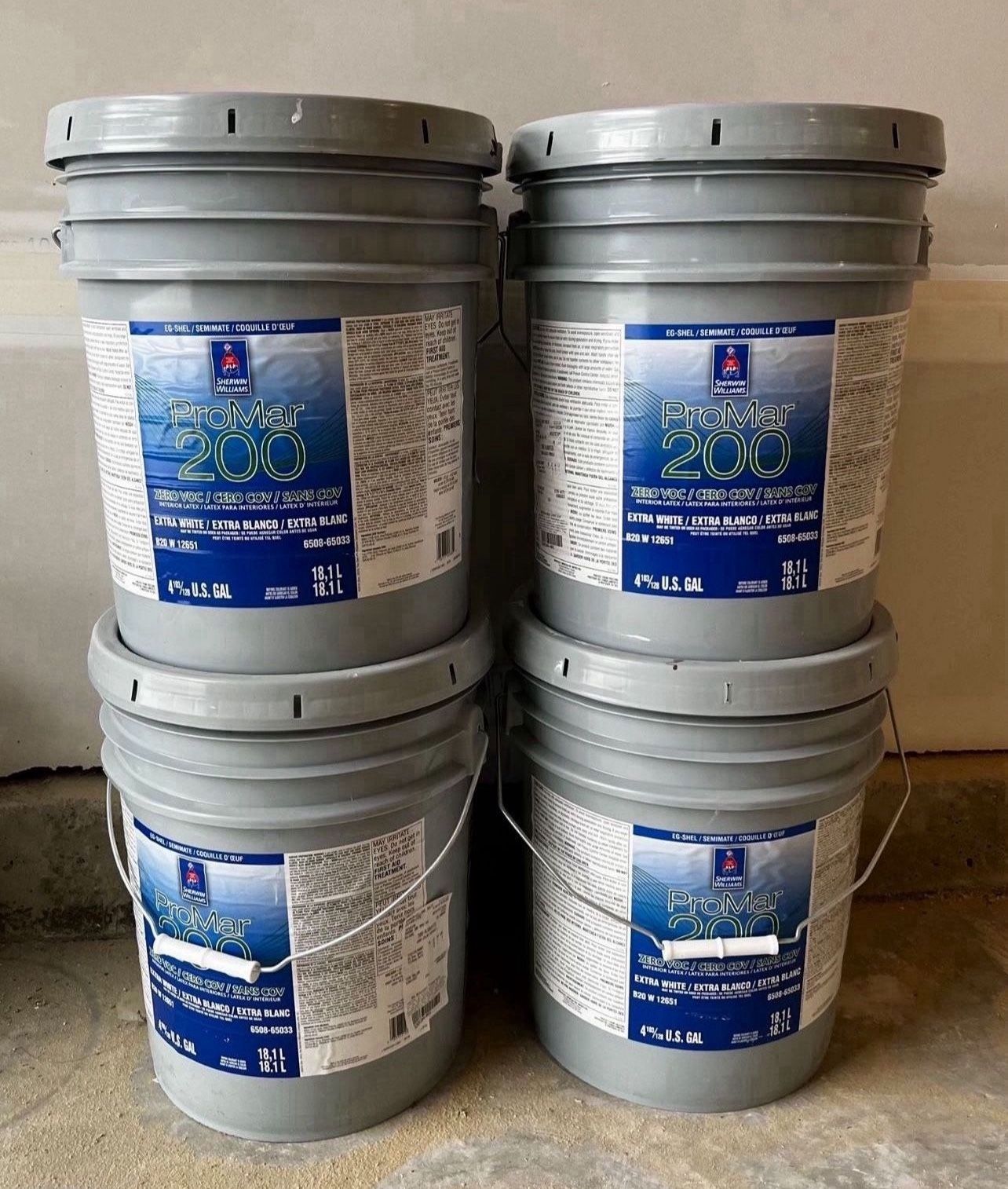 Interior Paint. Color 7008 Alabaster . Egshell. Total 4 Buckets/ 20 Gallons