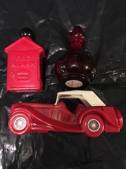 Avon cologne bottles car fire call box