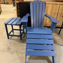 New Adirondack Chairs with Ottoman and Table, Folding | Retractable-Footrest