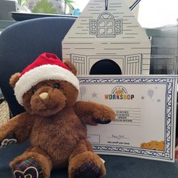 Build a Bear Brown Plush Christmas Cheer Teddy Bear - STUFFED NEW W/BOX AND DOB