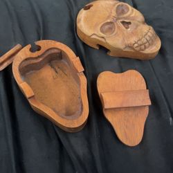 Vintage hand carved Skull puzzle box oddity