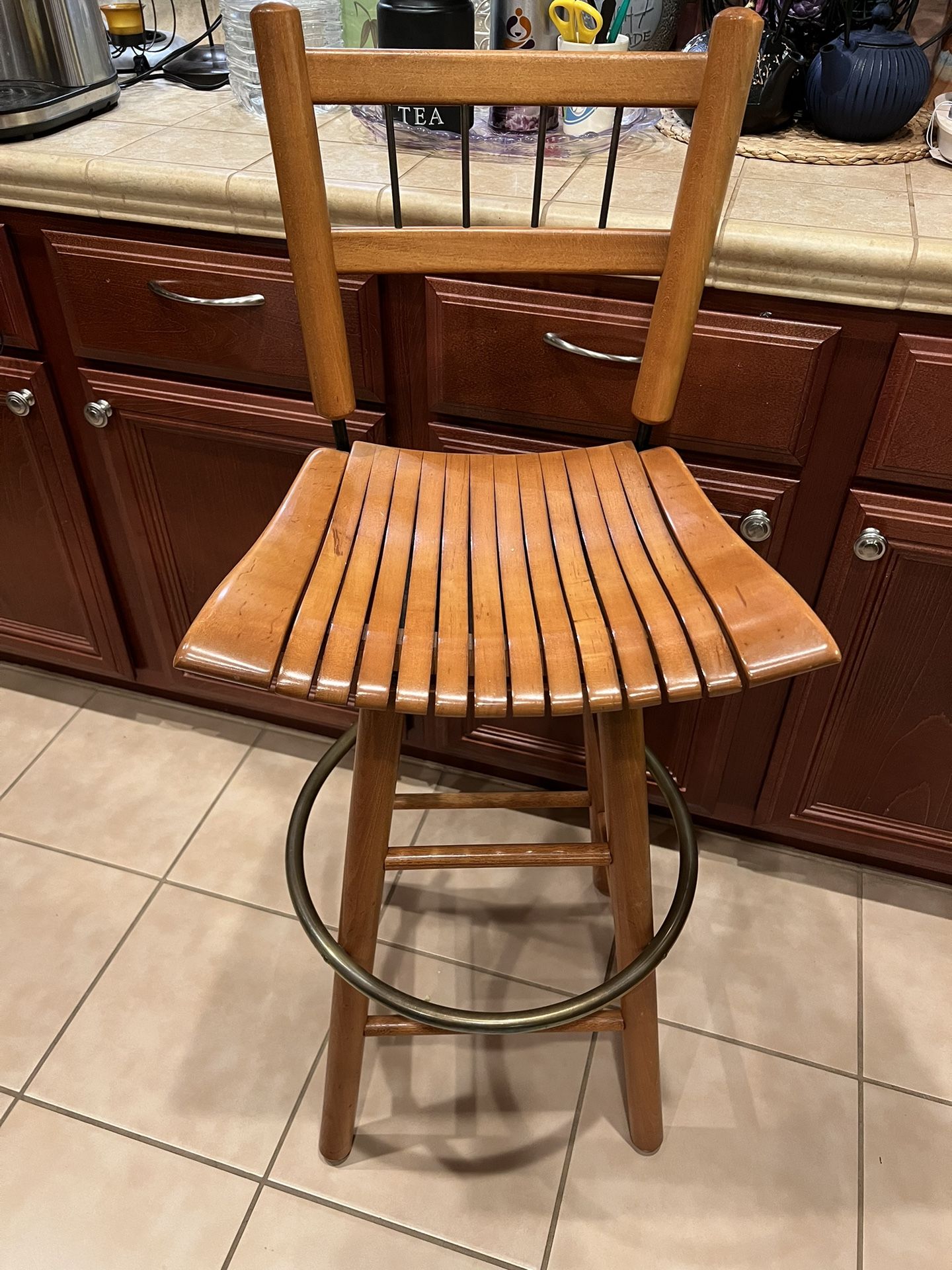 Wooden Unique Mid century Metal Accent Counter chair