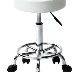 White Shop Stool On Wheels Adjustable Heights White Or Black