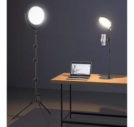 Ring Light for Online Teaching Video 2K Home Office Studio Light - Desktop & Phone Tripod Stand - High CRI 2-Point Lighting for Video Recordin