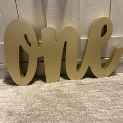“One” Wooden Sign