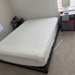 Queen Bed Frame + Mattress + Nightstands – Great Condition