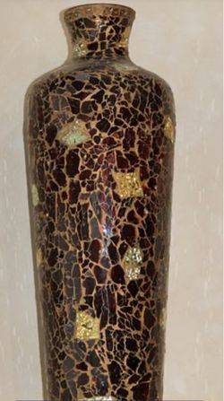 RUBY OVERLAY MOSAIC ART GLASS VASES, LATE 20TH C., PAIR H 23"