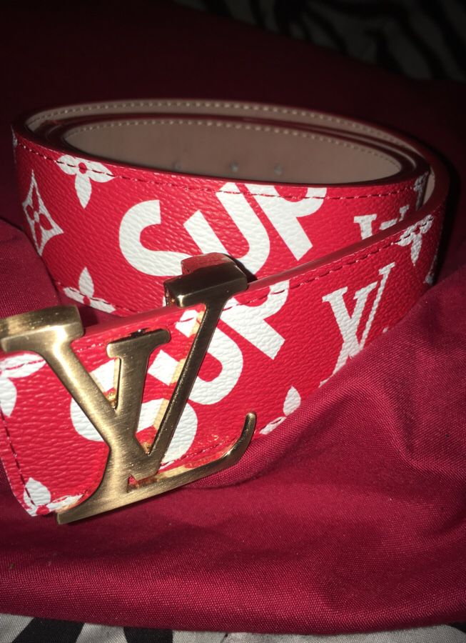 Red Louis Vuitton Supreme Belt