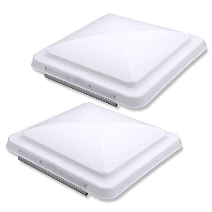 2 Packs 14 Inch RV Roof Vent Cover Universal Replacement Vent Lid White for Camper Trailer