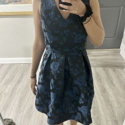 Black & Blue Floral Dress