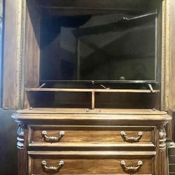 Antique armoire with drawers 