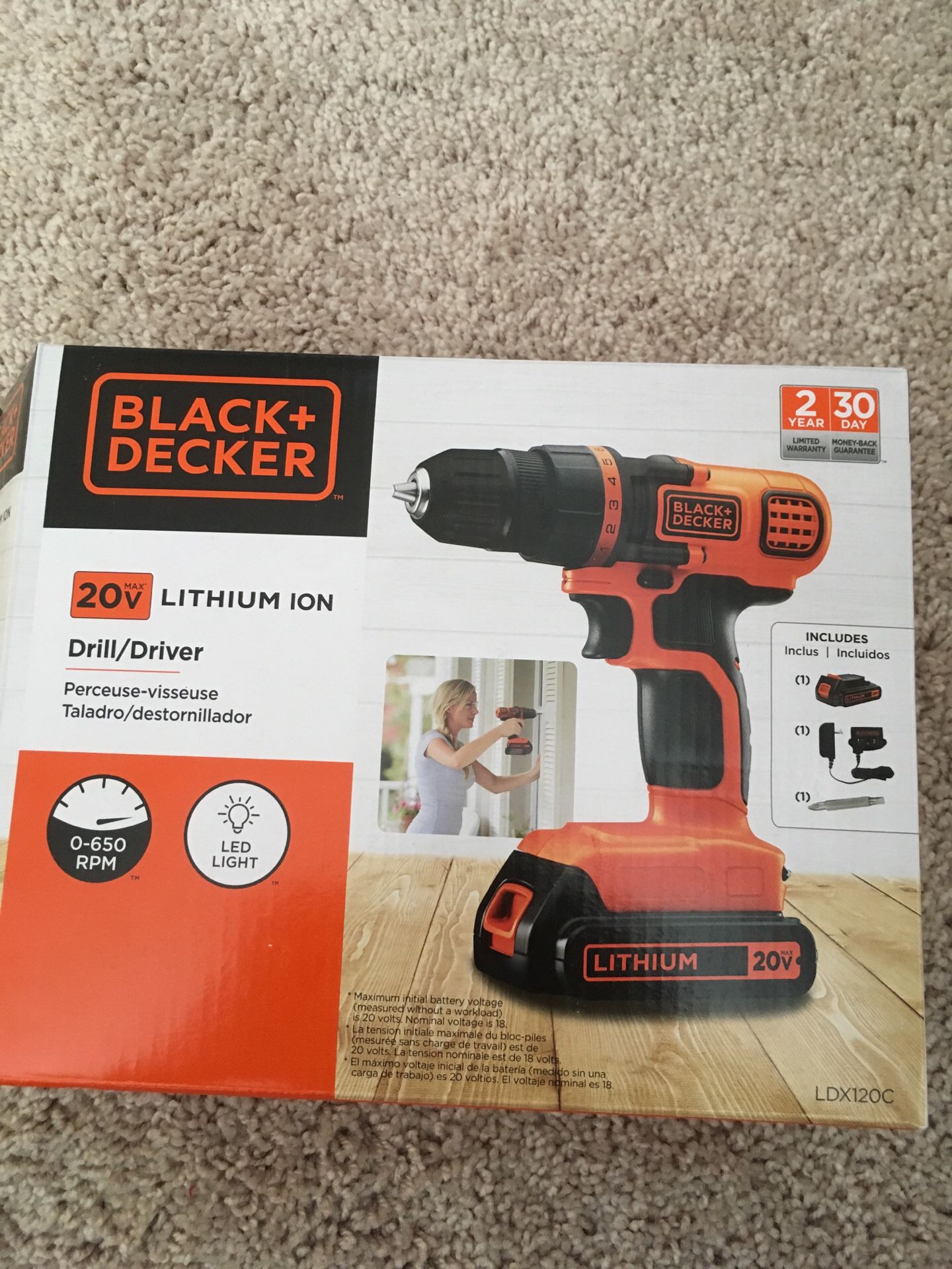 Black & Decker LDX120C Drill/Driver - BRAND NEW Open Box ,