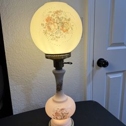 Vintage Floral Hurricane Parlor Lamp