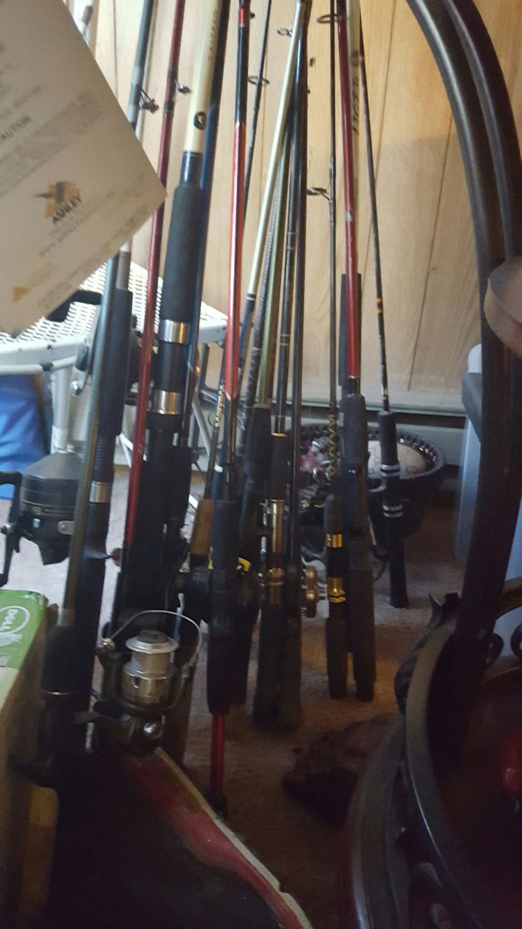 new and vintage fishing poles