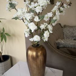 Gold Flower Vase With Flowers  