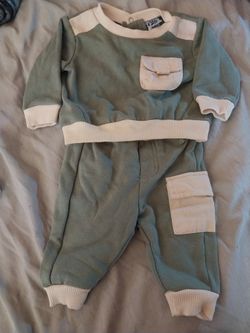 3month Green Sweat Outfit With Pockets