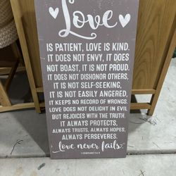 Love Never Fails Corinthians 13.4-8 Wall Decor 