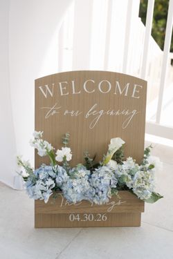 “Welcome To Our Beginning” Welcome Sign/Flower Box