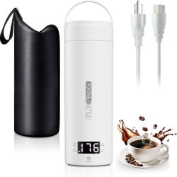 Travel Electric Kettle, Portable Tea Coffee Hot Water Kettle Small Electric Water Boiler for Travel & Work with Cup Bag, 500ML Portable Kettle with Te