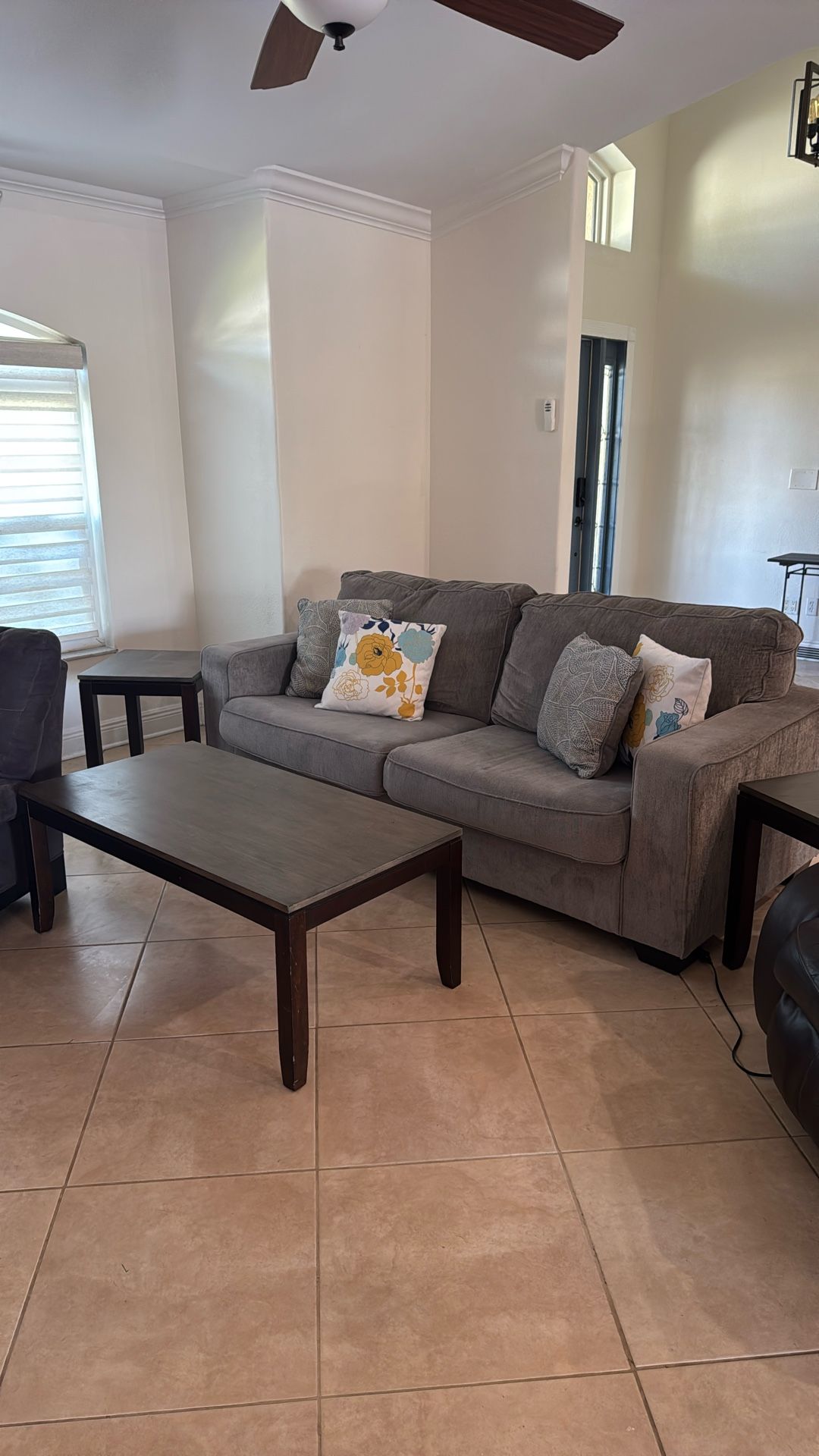 Couch, Pillows & 3 Tables