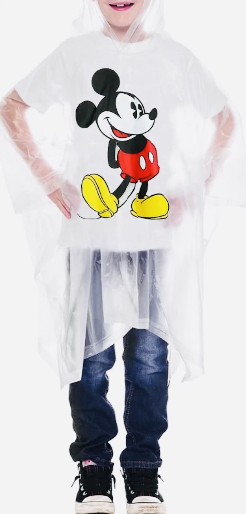 New!©️Disney ✨Jerry Leigh☔️💛🖤MICKEY MOUSE🖤❤️☔️Rain Poncho for kids