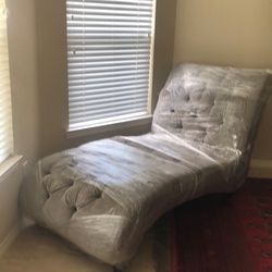 Chaise lounge grey suede sofa